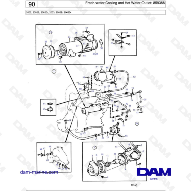 Volvo Penta 2002 / 2003 - Fresh-water Cooling and Hot Water Outlet: 859388