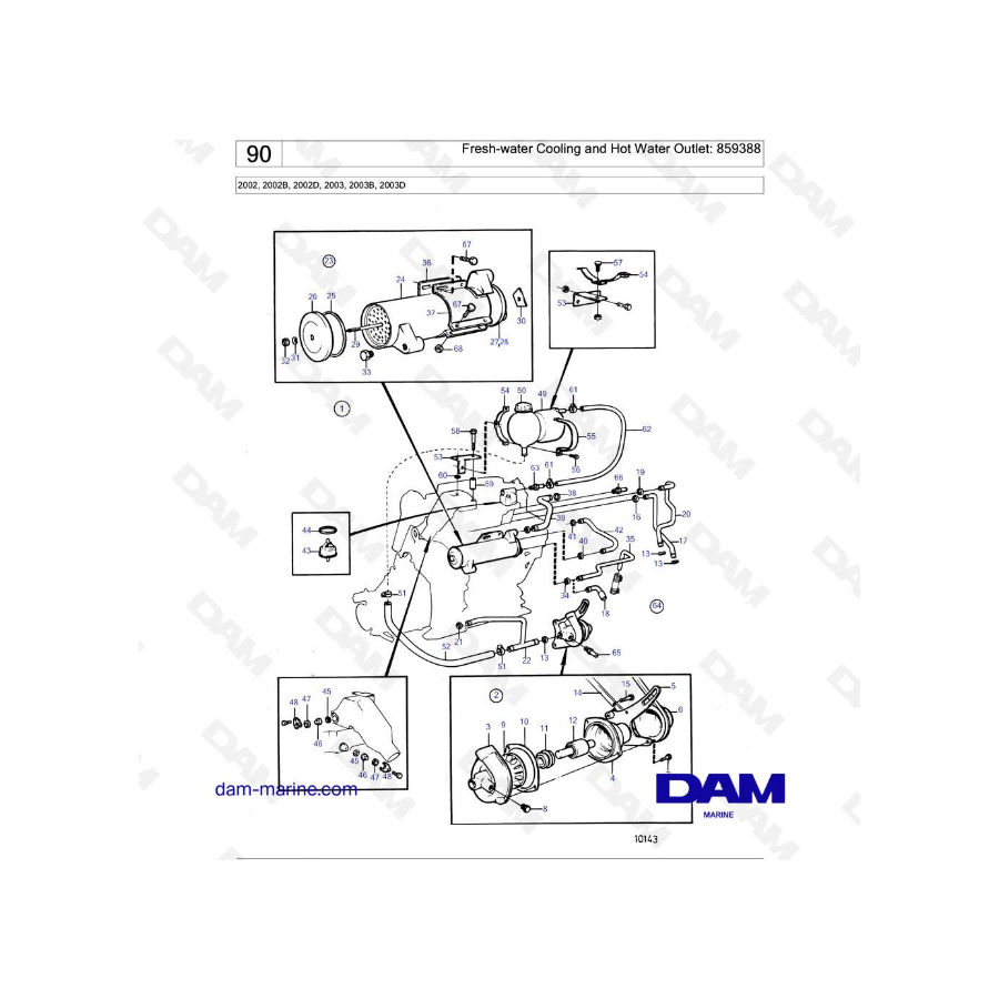 Volvo Penta 2002/2003 - Refrigeración por agua dulce y salida de agua caliente: 859388