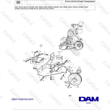 Volvo Penta 2001 / 2002 / 2003 / 2003T - Drive Unit for Cooler Compressor