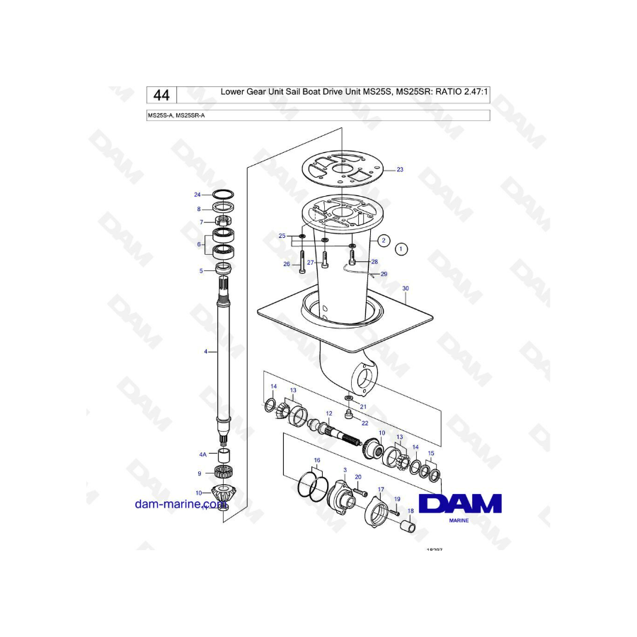 Volvo Penta 120S - Lower gear unit ratio 2.47:1