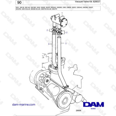 Volvo Penta 2001 / 2002 / 2003 / 2003T - Vacuum Valve Kit: 828537