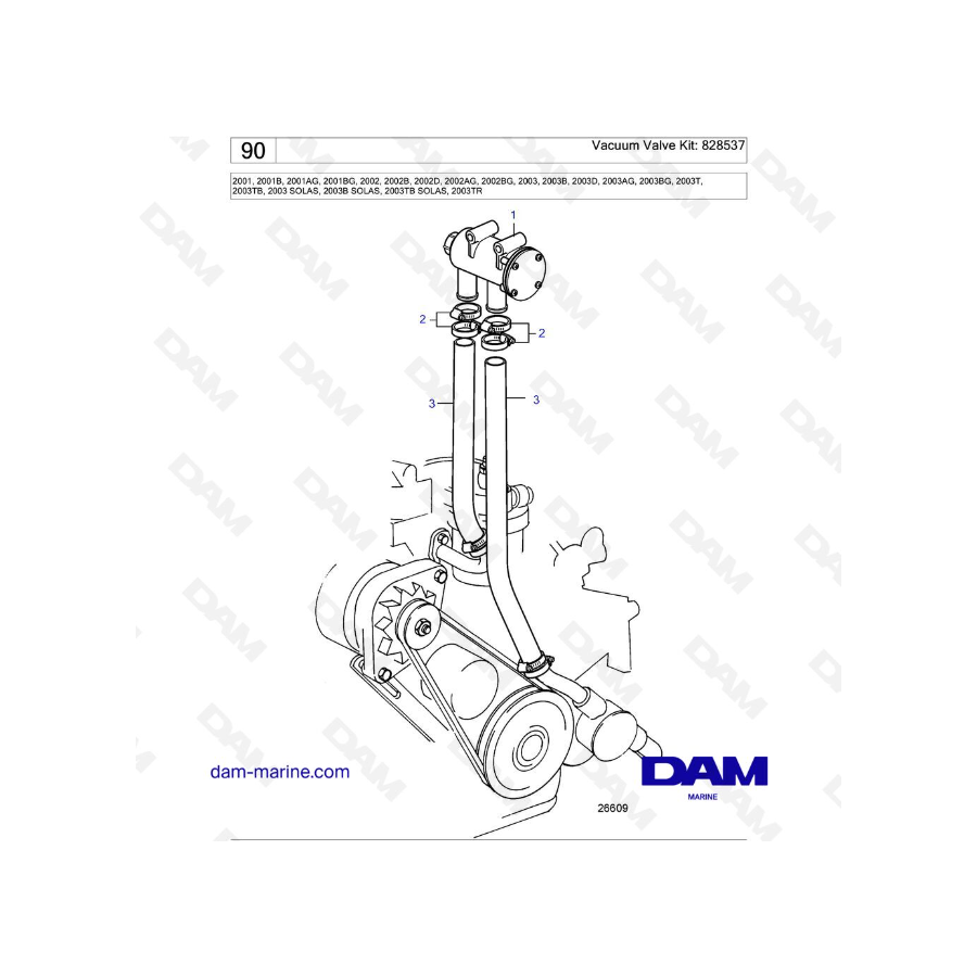 Volvo Penta 2001/2002/2003/2003T - Kit de válvula de vacío: 828537 