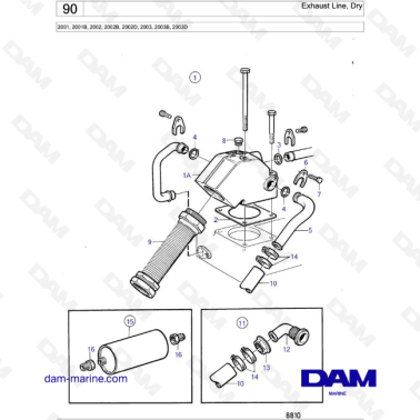 Volvo Penta 2001 / 2002 / 2003 - Exhaust Line, Dry