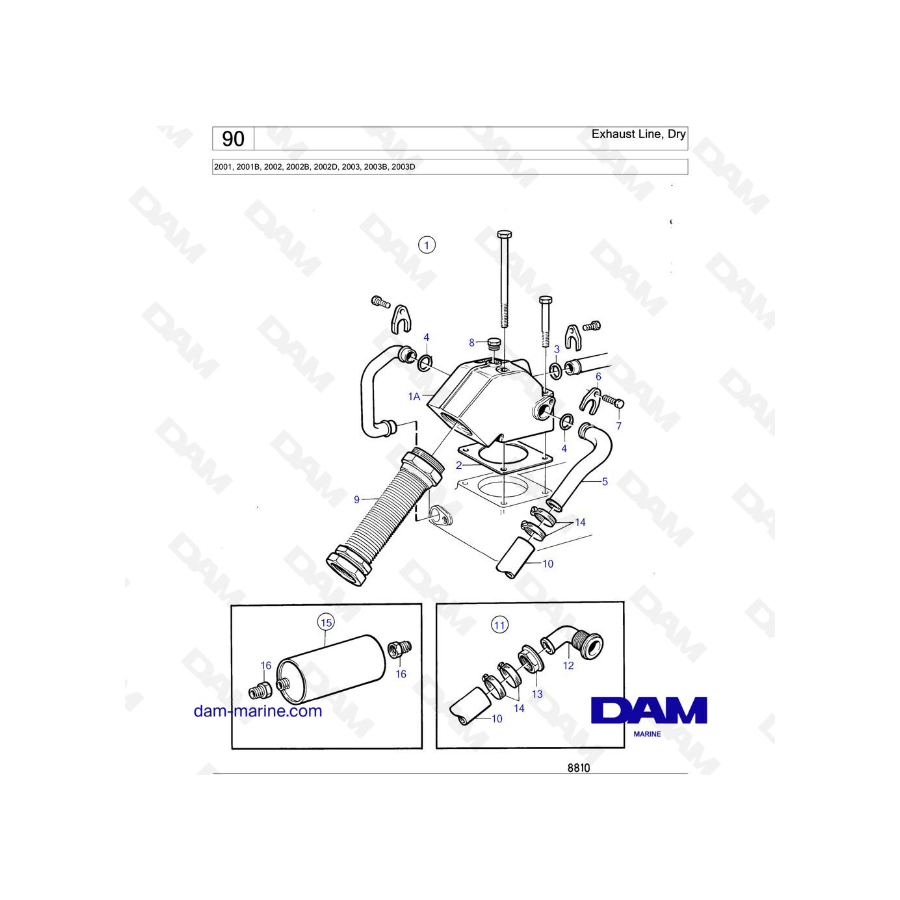 Volvo Penta 2001/2002/2003 - Línea de escape seca
