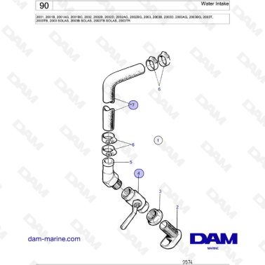 Volvo Penta 2001 / 2002 / 2003 / 2003T - Water Intake