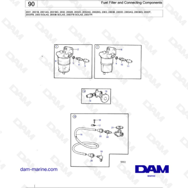 Volvo Penta 2001 / 2002 / 2003 / 2003T - Fuel Filter and Connecting Components