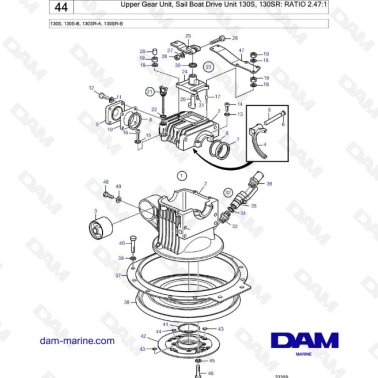 Volvo Penta 130S - Upper gear unit ratio : 2.47:1