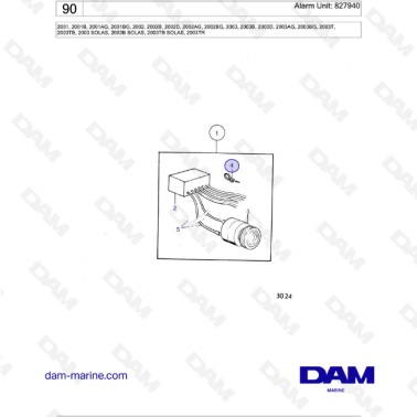 Volvo Penta 2001 / 2002 / 2003 / 2003T - Alarm Unit: 827940