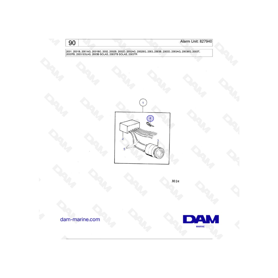 Volvo Penta 2001 / 2002 / 2003 / 2003T - Alarm Unit: 827940