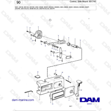 Volvo Penta 2001 / 2002 / 2003 / 2003T - Control, Side Mount: 851740