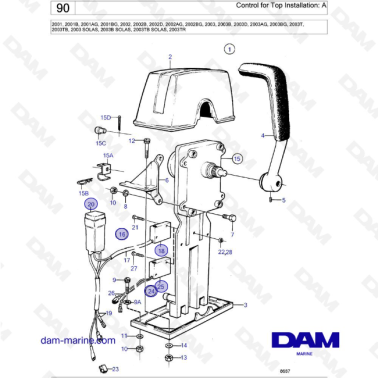 Volvo Penta 2001 / 2002 / 2003 / 2003T - Control for Top Installation: A