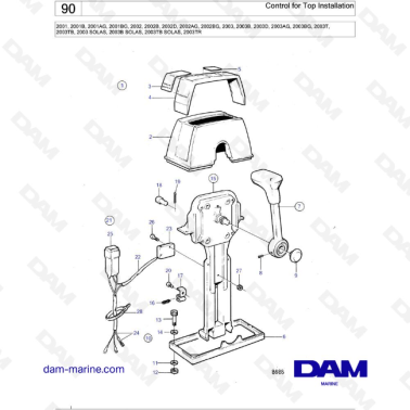 Volvo Penta 2001 / 2002 / 2003 / 2003T - Control for Top Installation