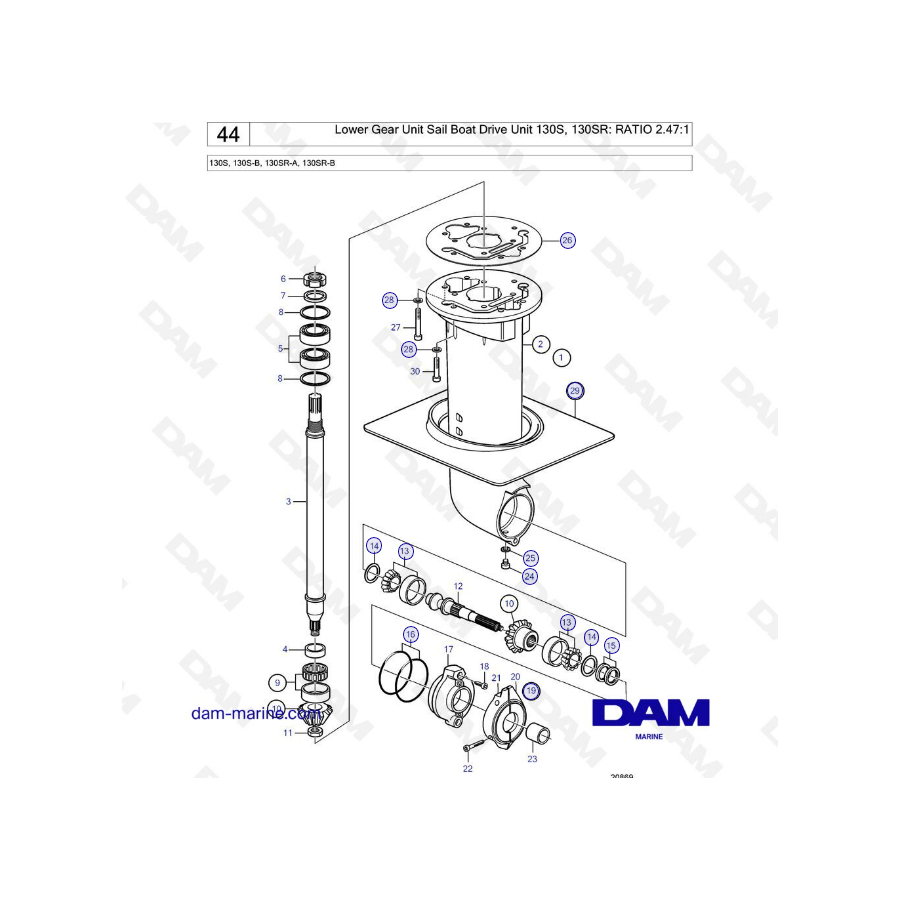 Volvo Penta 130S - Lower gear unit ratio 2.47:1