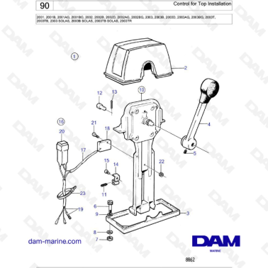 Volvo Penta 2001 / 2002 / 2003 / 2003T - Control for Top Installation