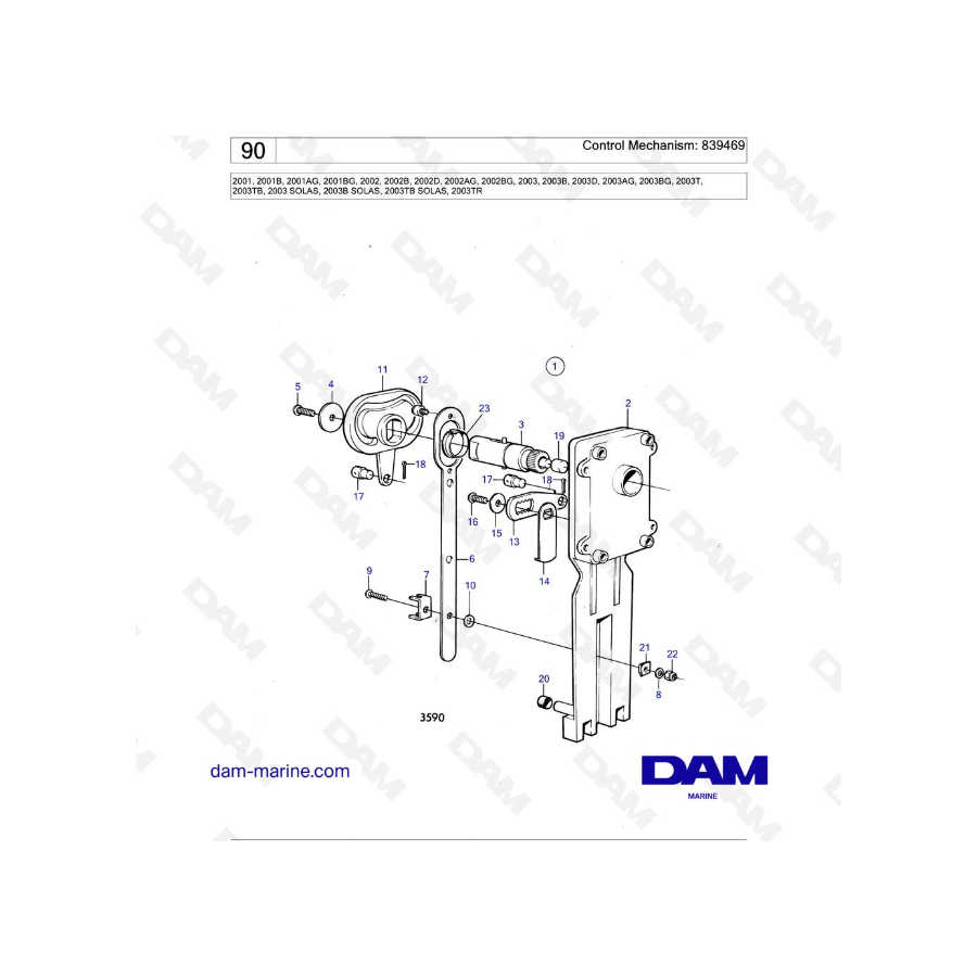 Volvo Penta 2001 / 2002 / 2003 / 2003T - Control Mechanism: 839469