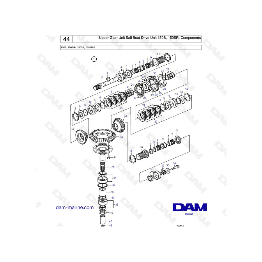 Volvo Penta 150S - Upper gear unit components