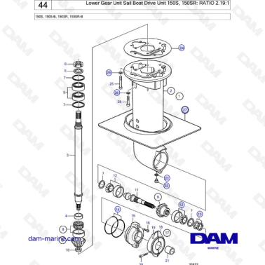 Volvo Penta 150S - Lower gear unit ratio 2.19:1