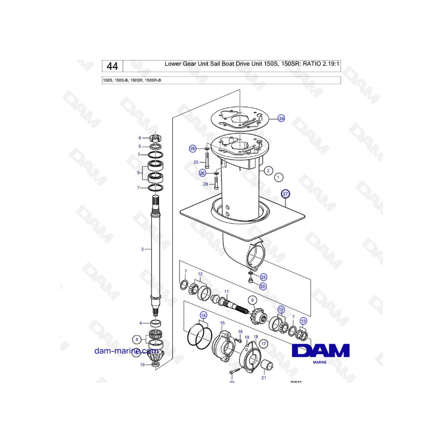 Volvo Penta 150S - Lower gear unit ratio 2.19:1