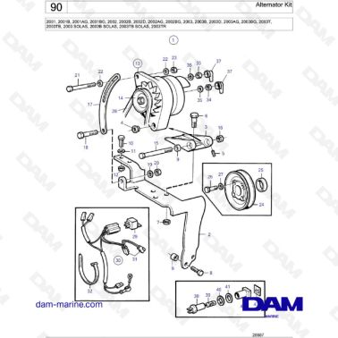 Volvo Penta 2001 / 2002/ 2003 / 2003T - Alternator Kit