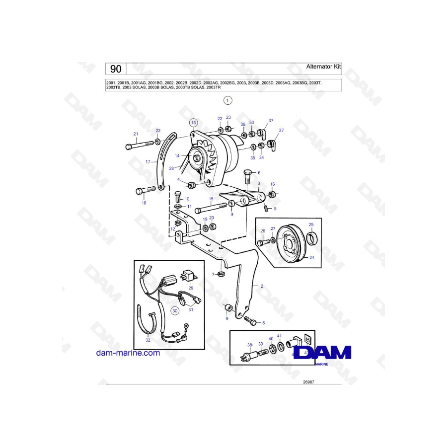 Volvo Penta 2001/2002/2003/2003T - Kit de alternador