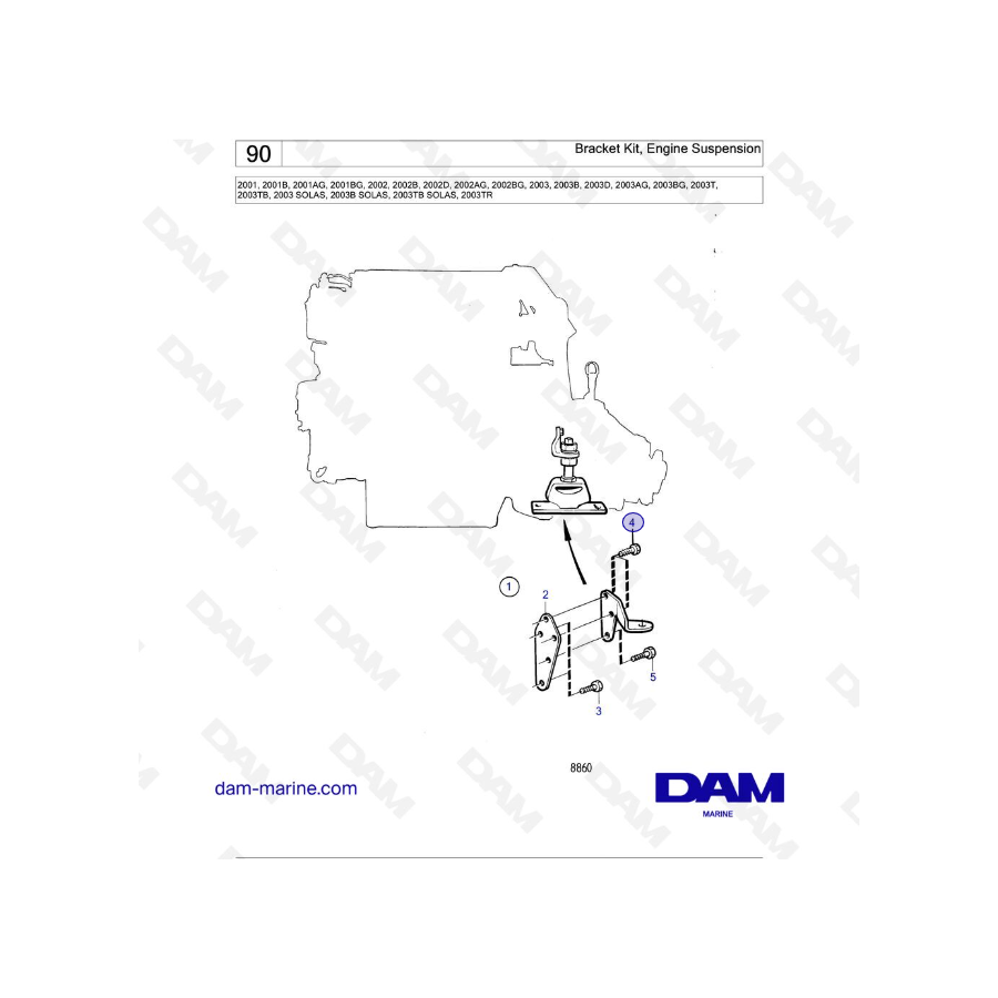 Volvo Penta 2001 / 2002 / 2003 / 2003T - Bracket Kit, Engine Suspension