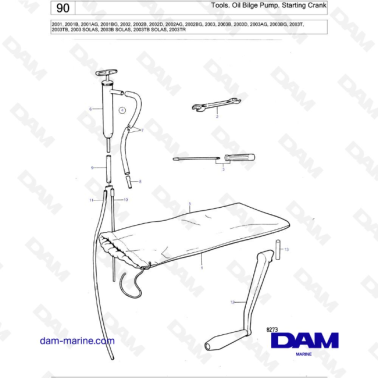 Volvo Penta 2001 / 2002 / 2003 / 2003T - Tools. Oil Bilge Pump. Starting Crank
