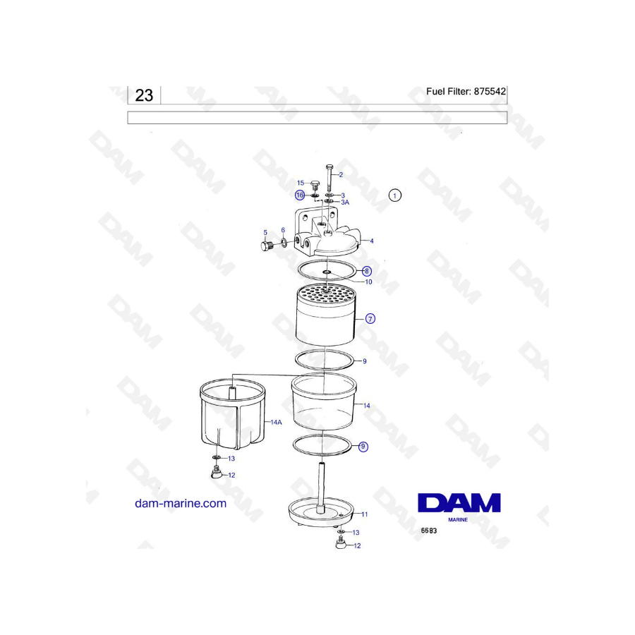 Volvo Penta MD21B / AQD21B - Filtro de combustible