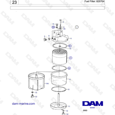 Volvo Penta MD21B / AQD21B - Fuel filter 829761