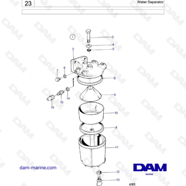 Volvo Penta MD21B / AQD21B - Water separator
