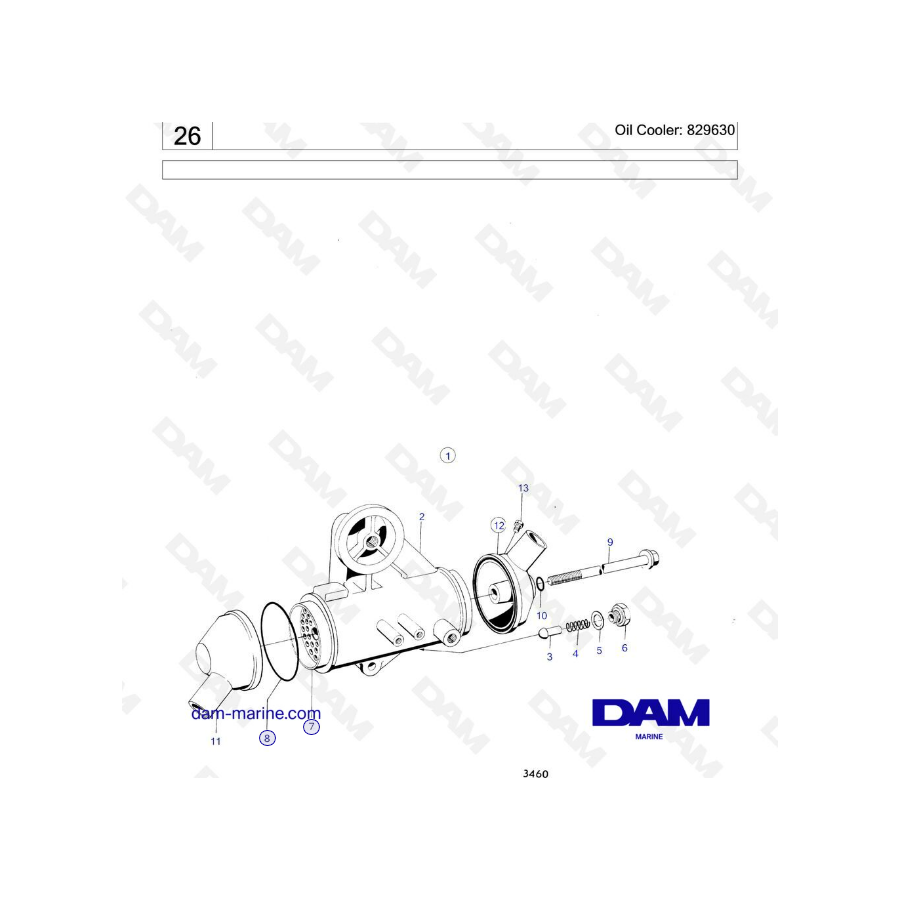 Volvo Penta MD21B / AQD21B - Oil cooler: 829630