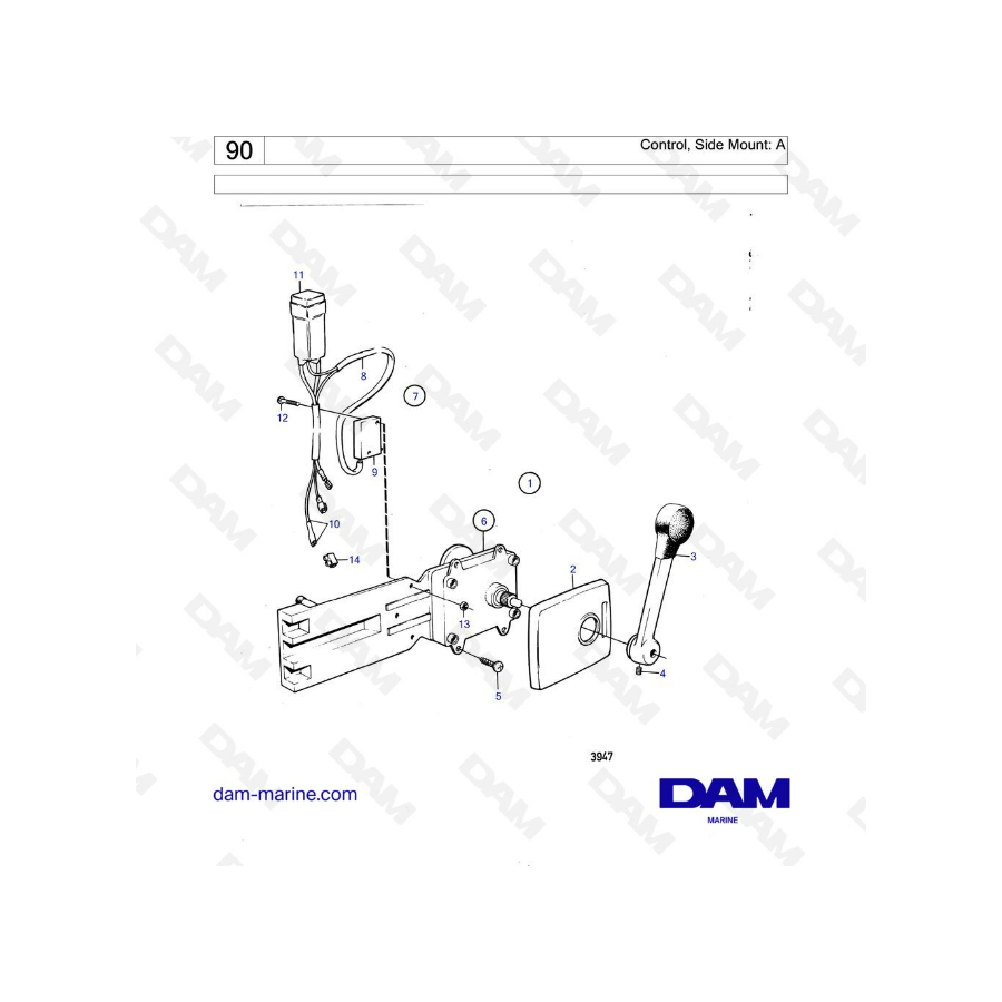 Volvo Penta MD6 / MD7 - Montaje lateral de control: A 