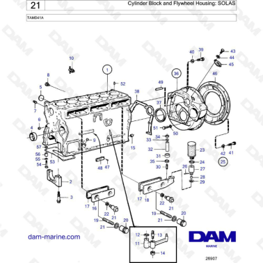 Volvo Penta TAMD41A - Cylinder block & flywheel housing