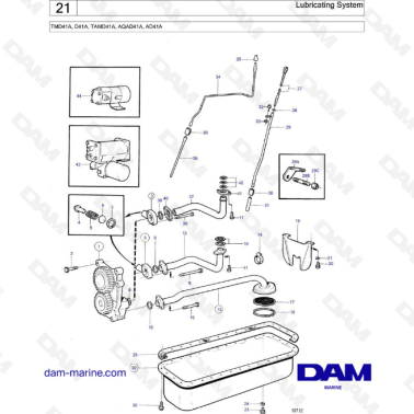 Volvo Penta TMD41A / D41A / TAMD41A / AQAD41A / AD41A - Lubricating system