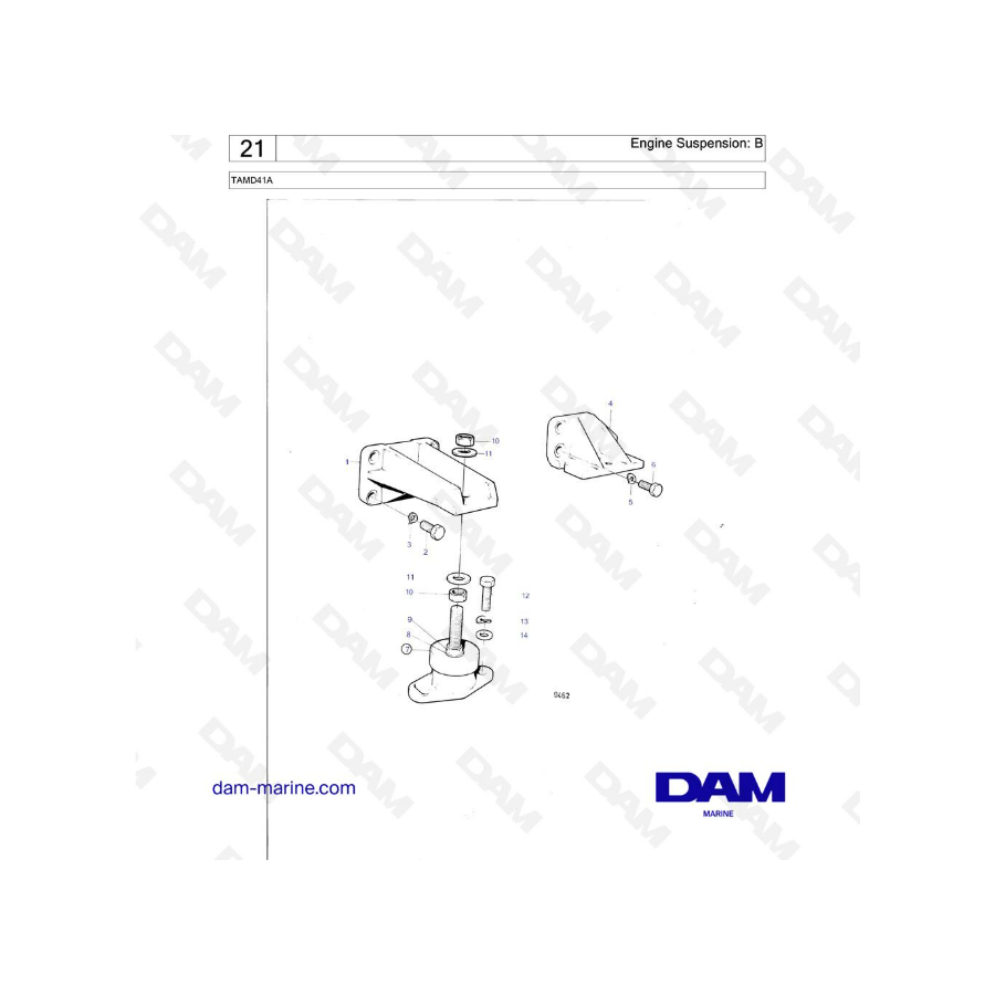 Volvo Penta TAMD41A - Suspensión del motor: B