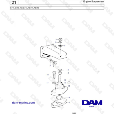 Volvo Penta D41A / D41B / AQAD41A / AD41A / AD41B - Engine suspension