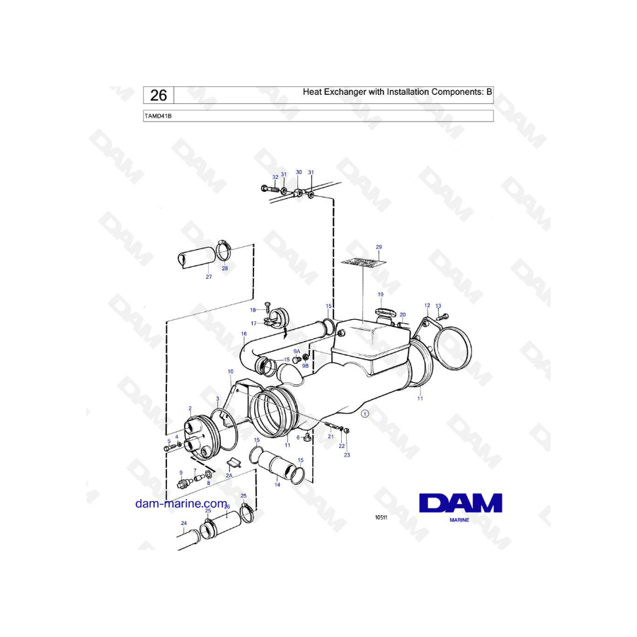 Volvo Penta TAMD41B - Heat exchanger with installation components: B