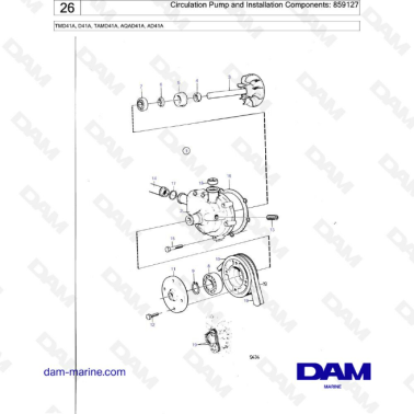Volvo Penta TMD41A / D41A / TAMD41A / AQAD41A / AD41A - Circulation pump & installation components : 859127
