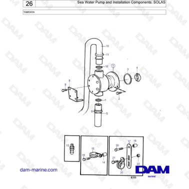 Volvo Penta TAMD41A - Sea water pump and installation components: SOLAS