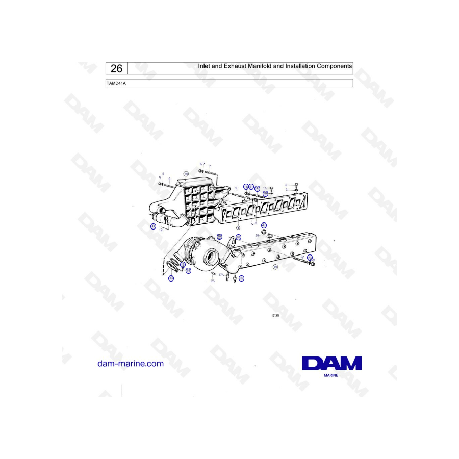 Volvo Penta TAMD41A - Inlet & EXhaust manifold & installation components