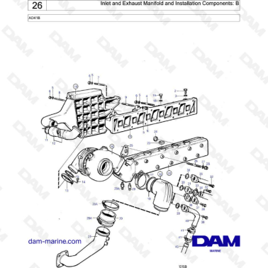 Volvo Penta AD41B - Inlet & exhaust manifold & installation components : B