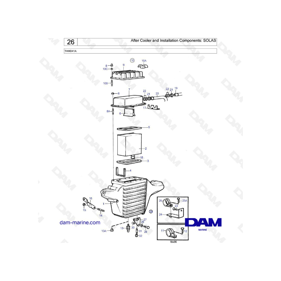 Volvo Penta TAMD41A - After cooler & installation components: SOLAS