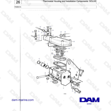 Volvo Penta TAMD41A - Thermostat housing and installation components: SOLAS
