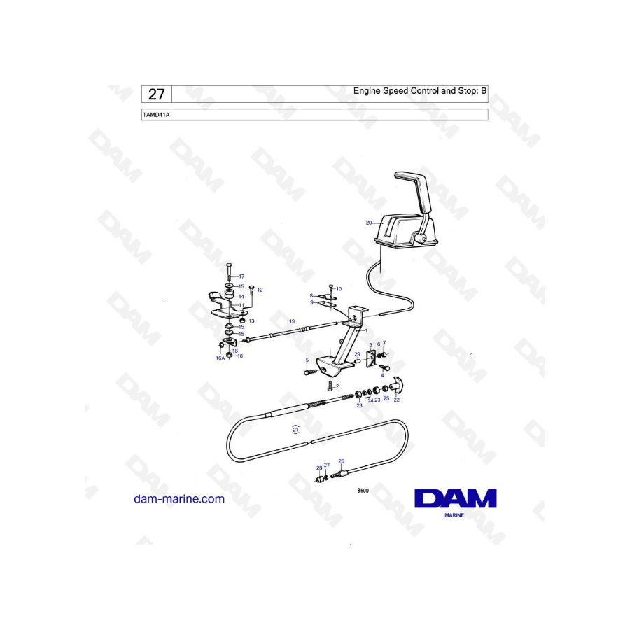 Volvo Penta TAMD41A - Control de velocidad del motor y parada: B