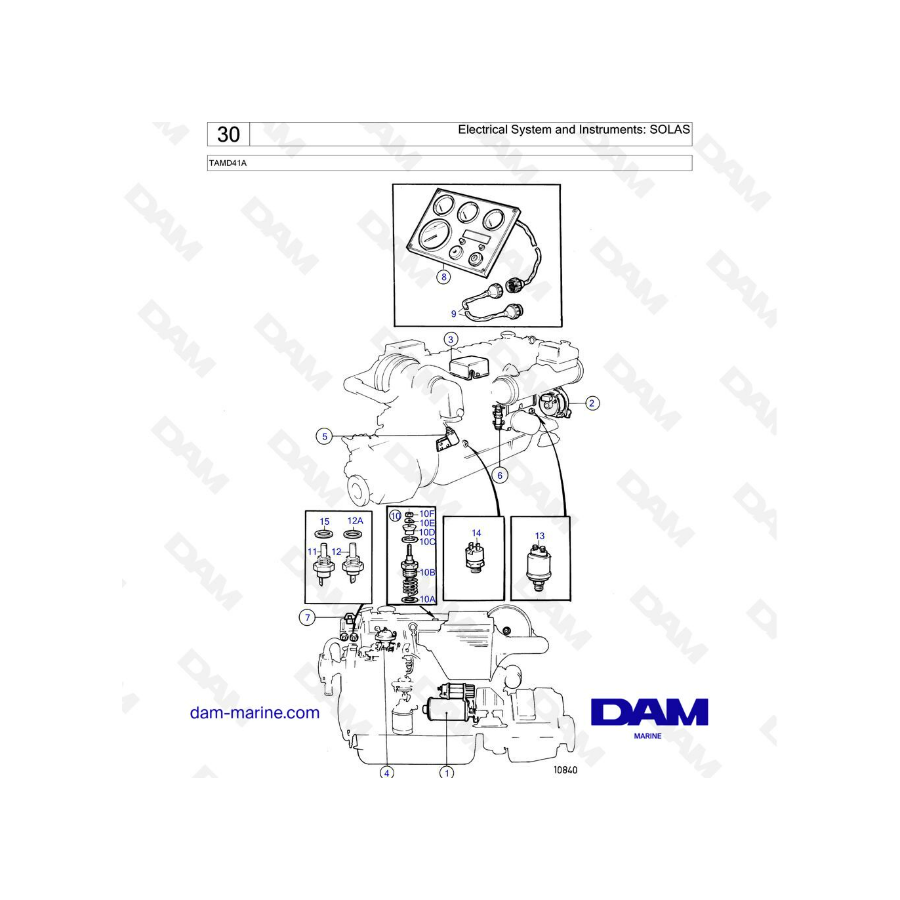 Volvo Penta TAMD41A - Sistema eléctrico e instrumentos: SOLAS