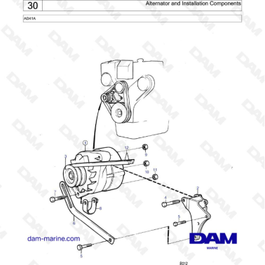 Volvo Penta AD41A - Alternator & installation components