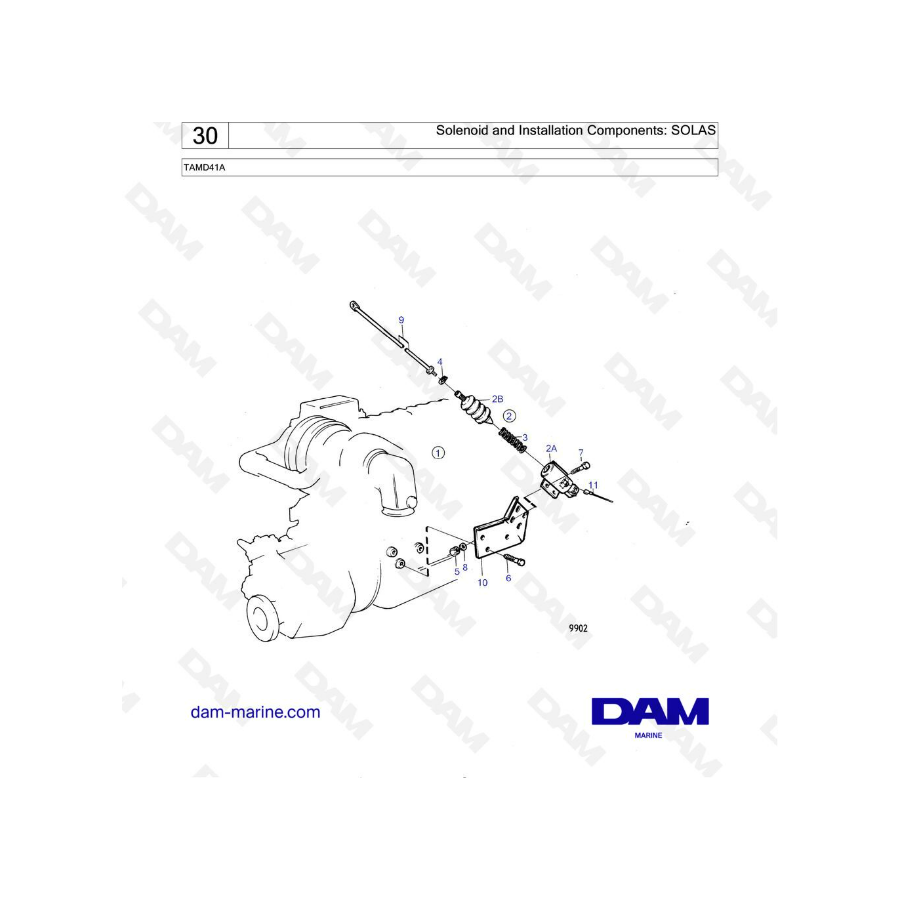 Volvo Penta TAMD41A - Solenoide y componentes de instalación: SOLAS