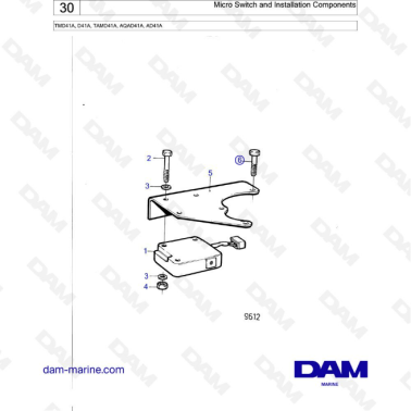Volvo Penta TMD41A / D41A / TAMD41A / AQAD41A / AD41A - Micro switch & installation components