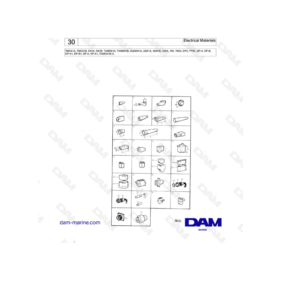 Volvo Penta TMD41A / TMD41B / D41A / D41B / TAMD41A / TAMD41B / AQAD41A / AD41A / AD41B - Electrical materials Volvo Penta TMD41A / TMD41B / D41A / D41B / TAMD41A / TAMD41B / AQAD41A / AD41A / AD41B - Electrical materials