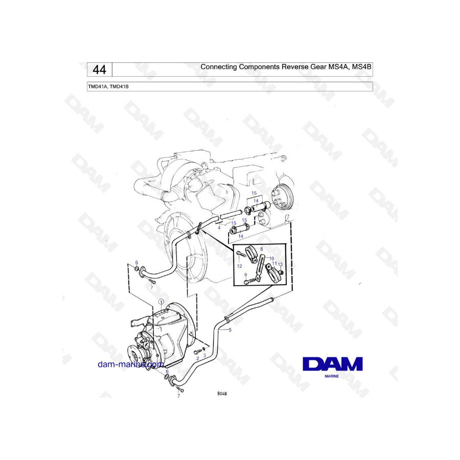 Volvo Penta TMD41A / TMD41B - Connecting components reverse gear MS4A, MS4B 