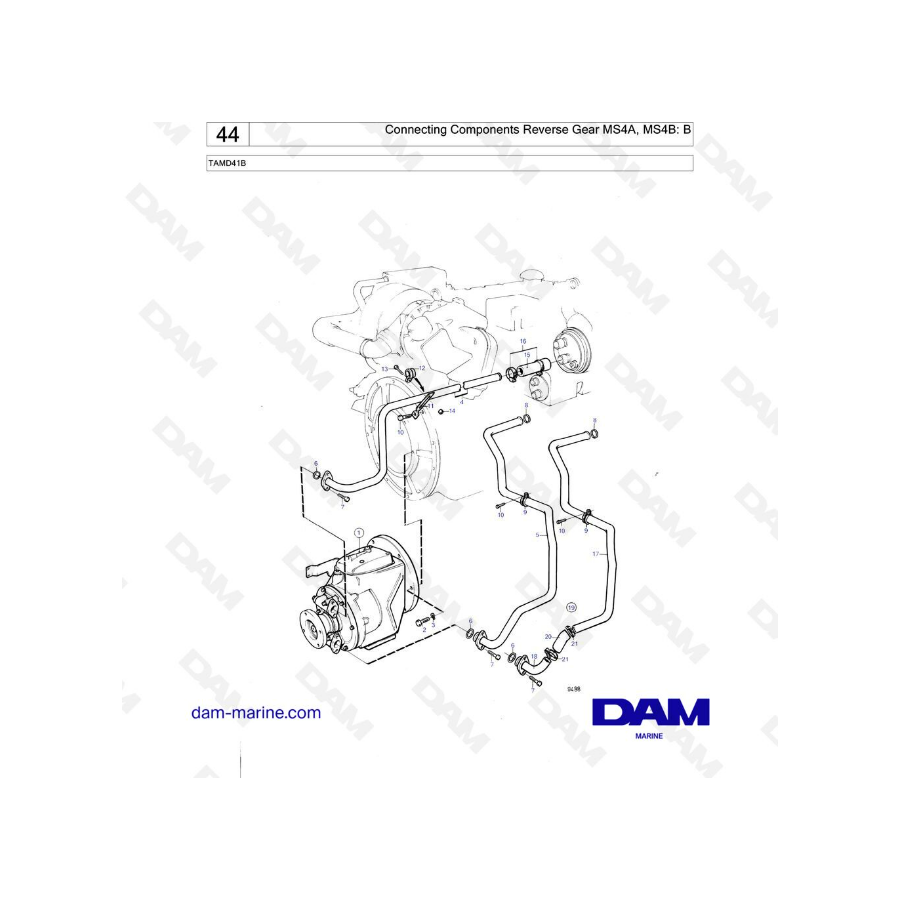 Connecting components reverse gear MS4A, MS4B : B 